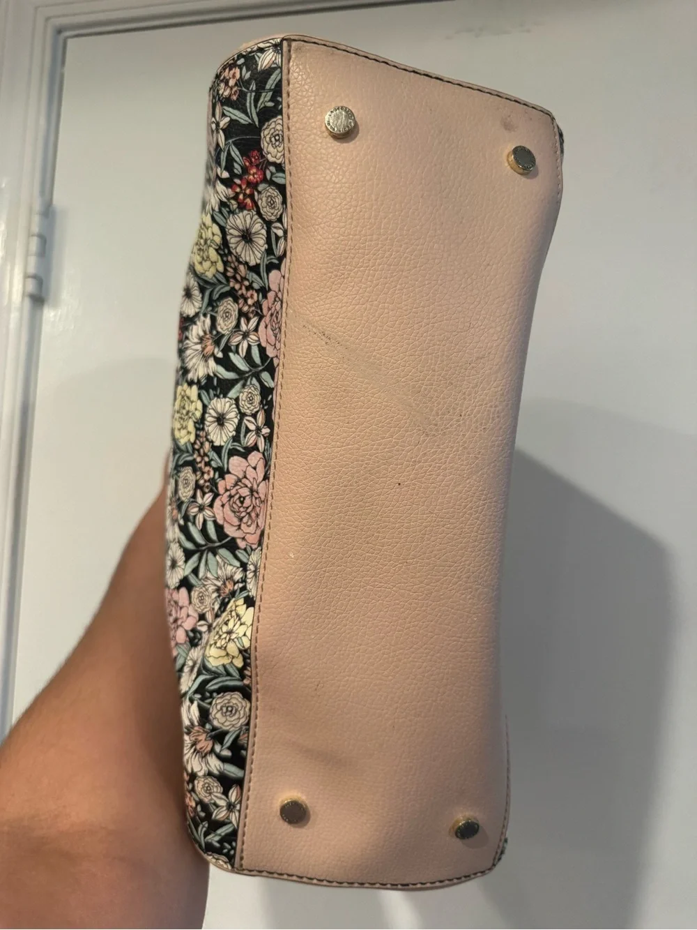Karl Lagerfeld Floral Satchel - Pink Black Cream